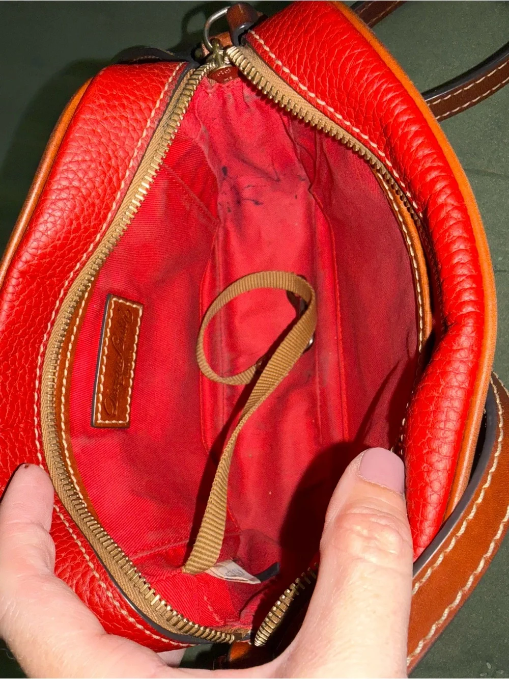 Vintage Dooney & Bourke Red Pebbled Leather Crossbody Bag